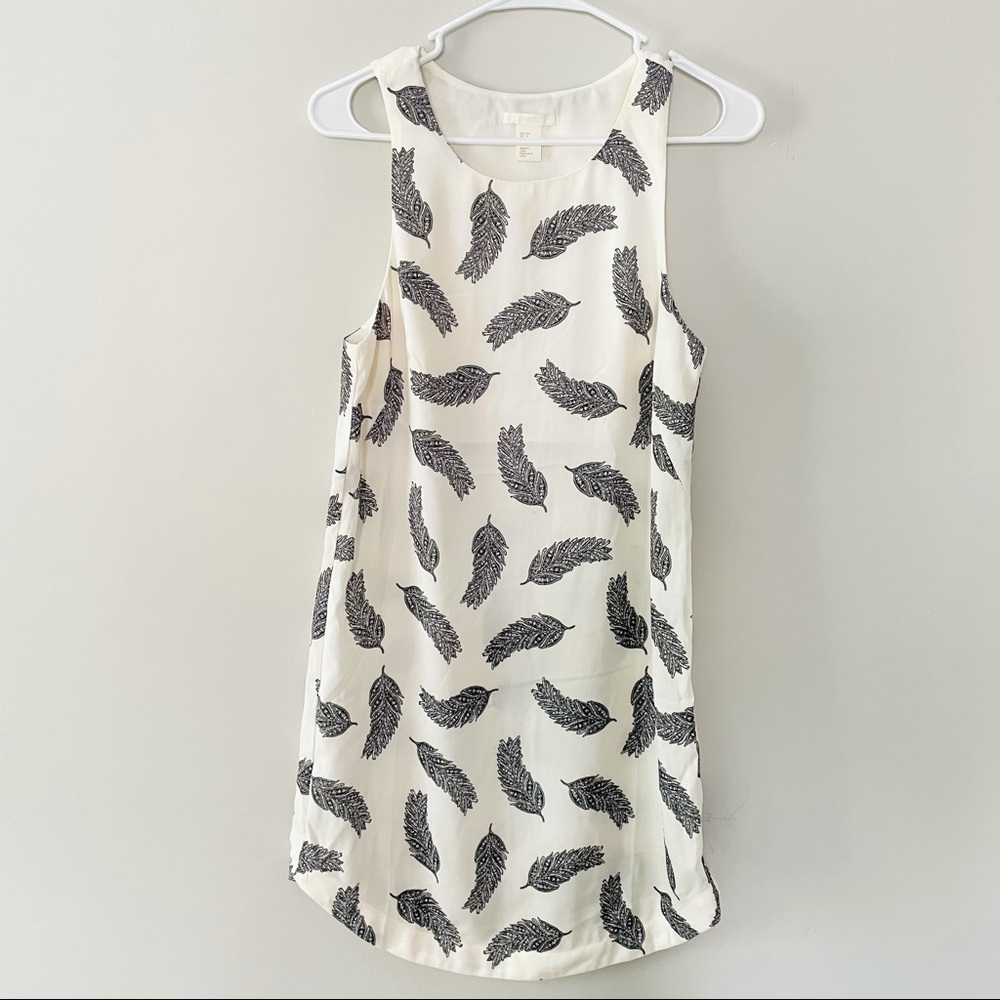 H&M Leaf Print White Mini Summer Dress